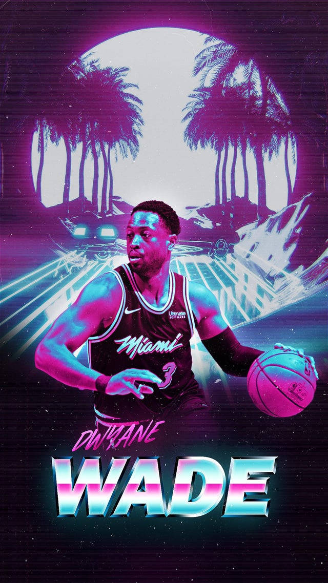 Nba Miami Heat Dwyane Wade Basketball Dribble Shot Wallpaper