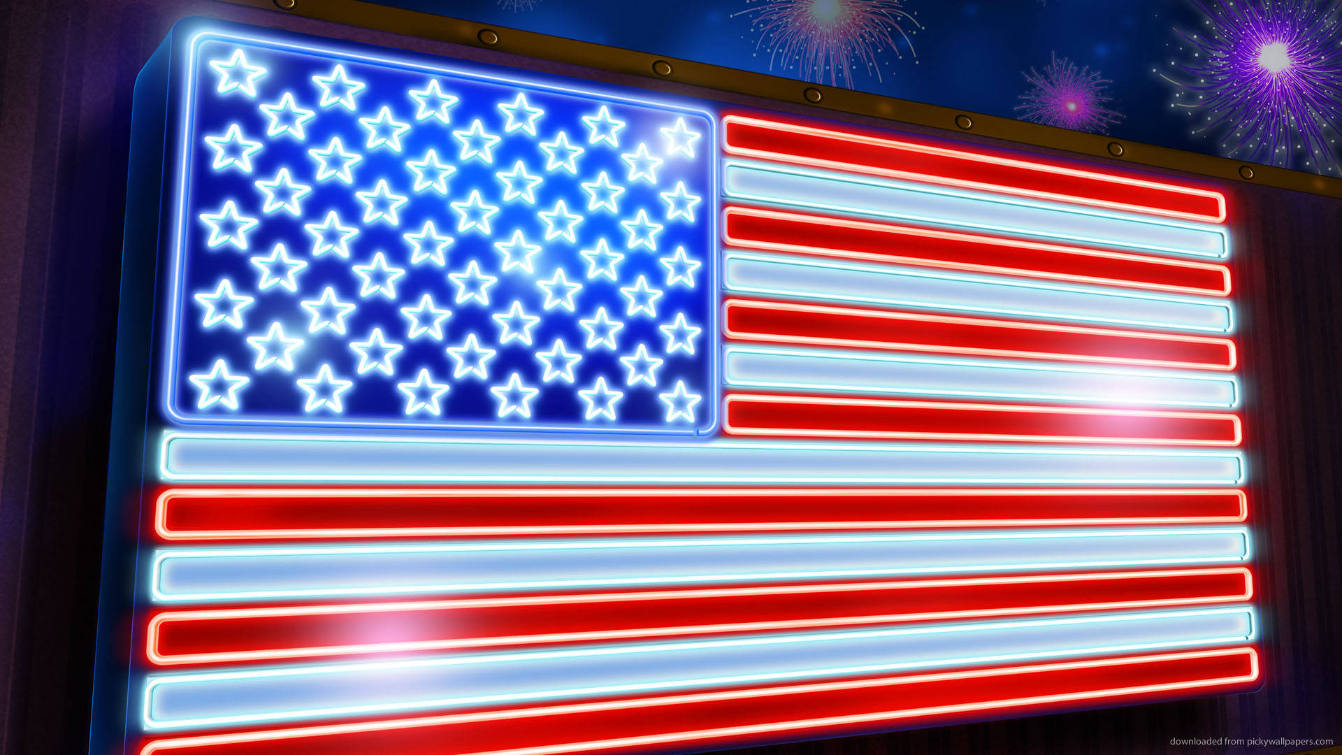 Neon American Flag Hd Wallpaper