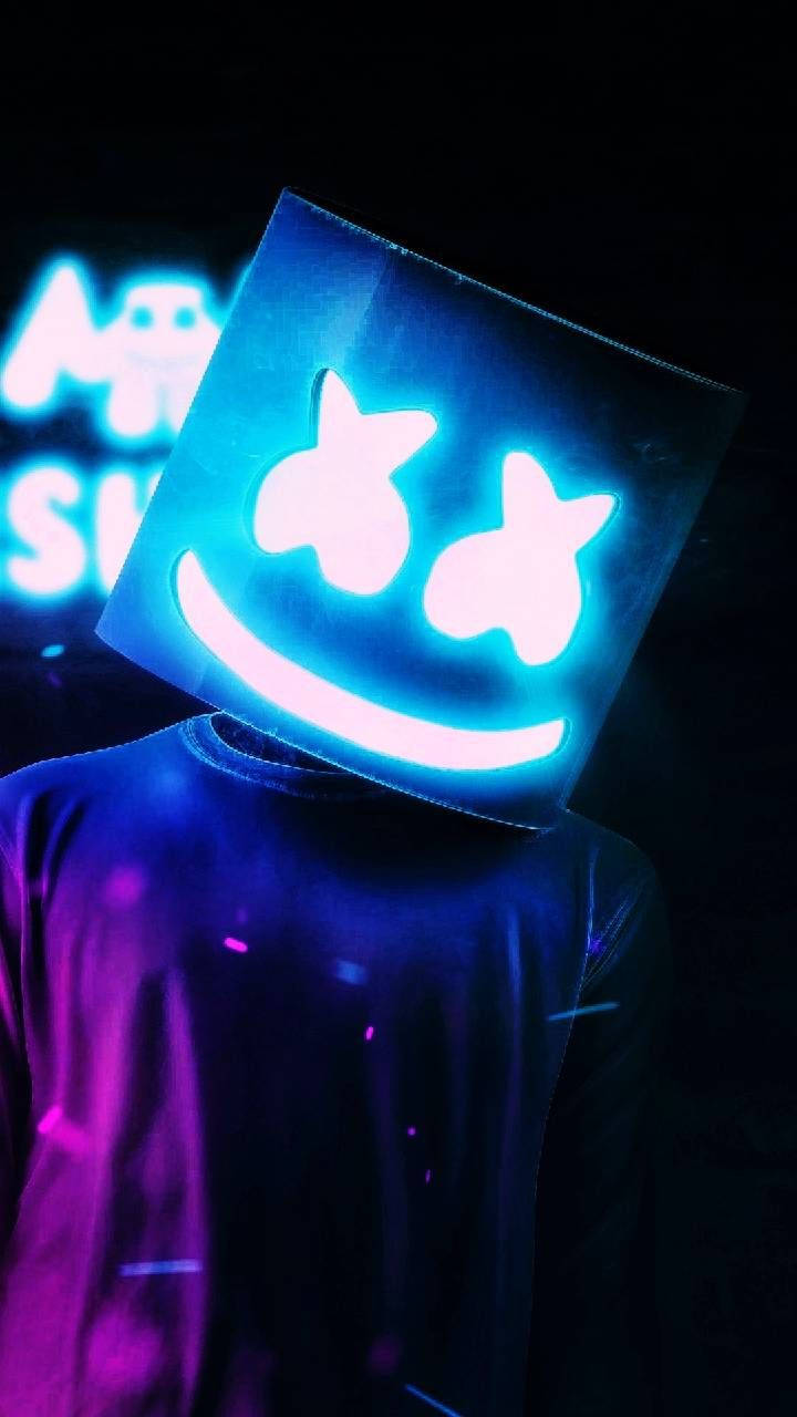 Neon Lights Glow Around Dj Marshmello Wallpaper