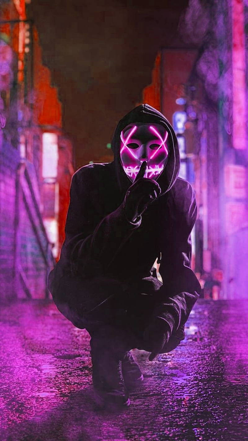 Neon Mask Men Phone Wallpaper