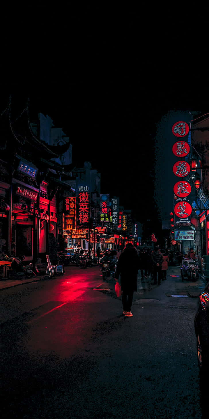 Neon Nightlifein Urban Street Wallpaper