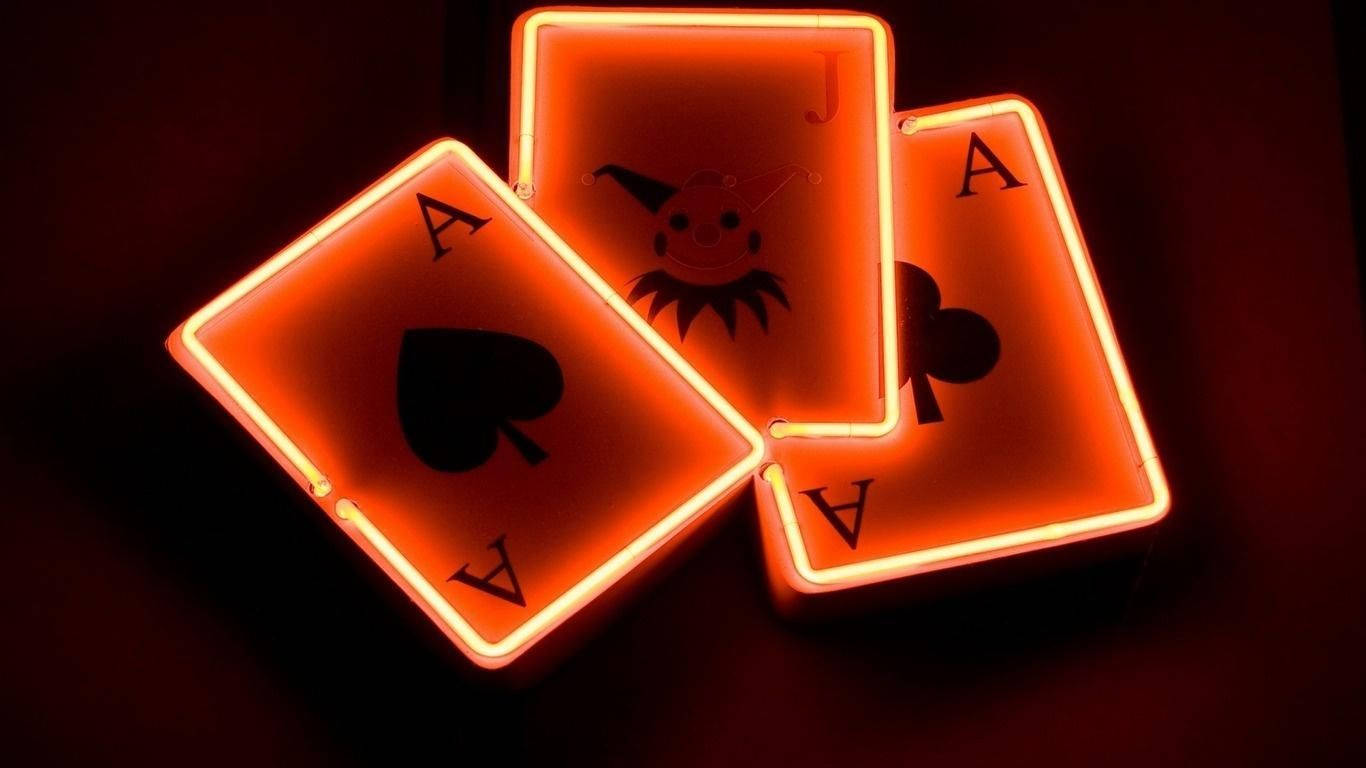 Neon Orange Aesthetic Cards Wallpaper