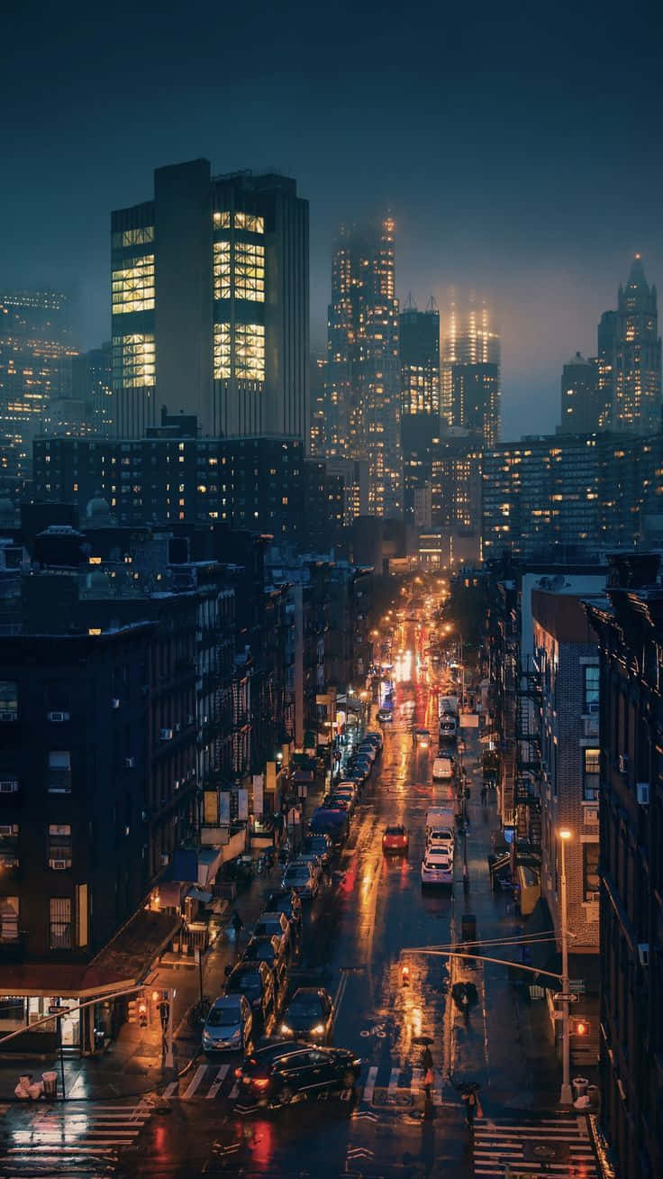 New York City Night Cars Iphone Wallpaper