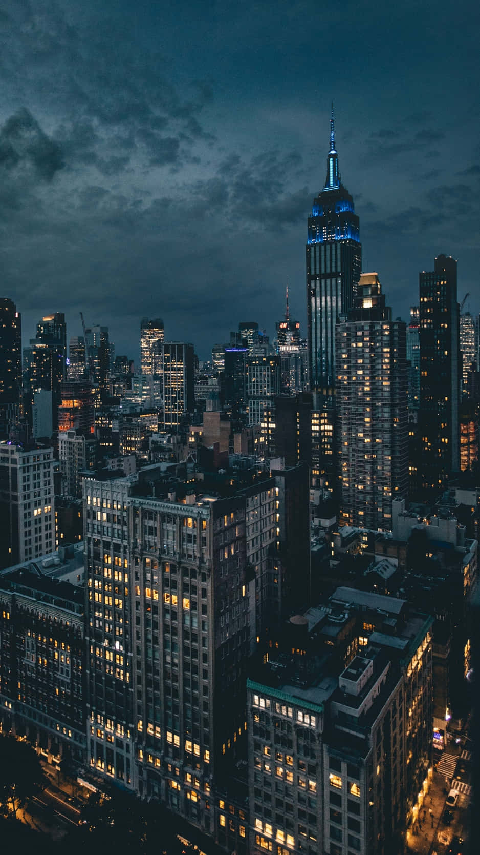 New York City Night Dark Clouds Iphone Wallpaper