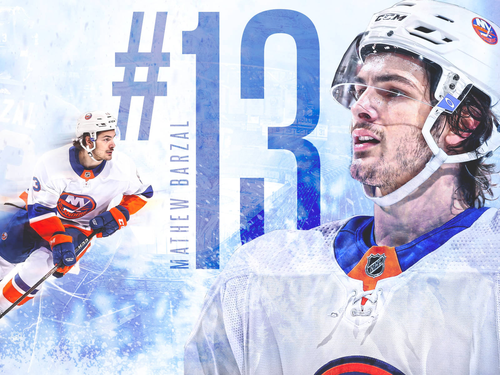 New York Islanders Ice Hockey Player Mathew Barzal Graphic Design Wallpaper