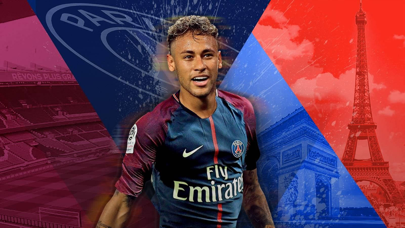 Neymar In A Vibrant Geometric Backdrop Wallpaper