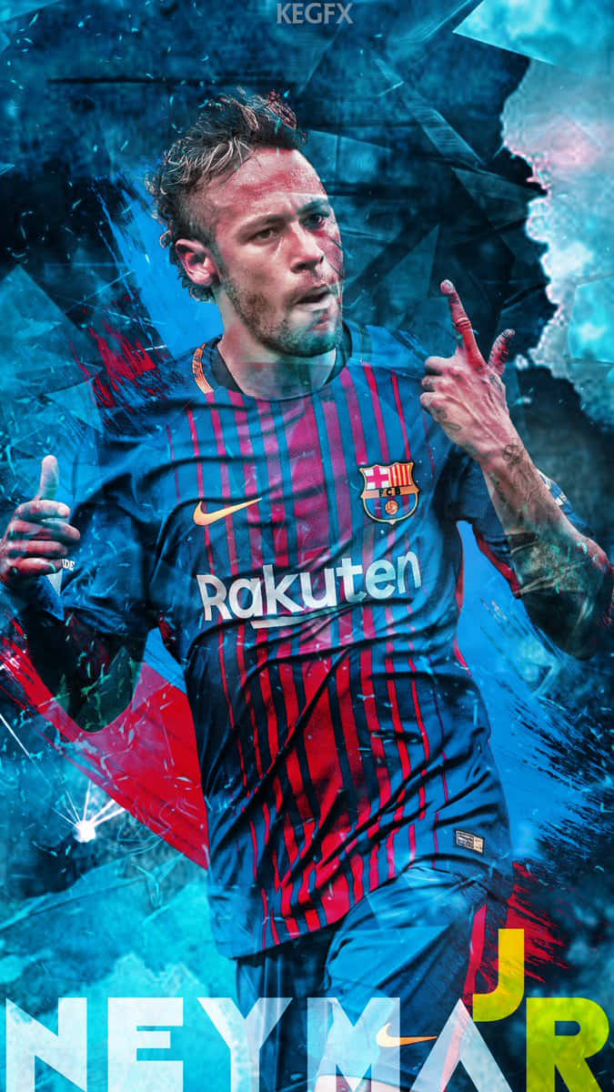 Neymar Junior Pointing Up Wallpaper