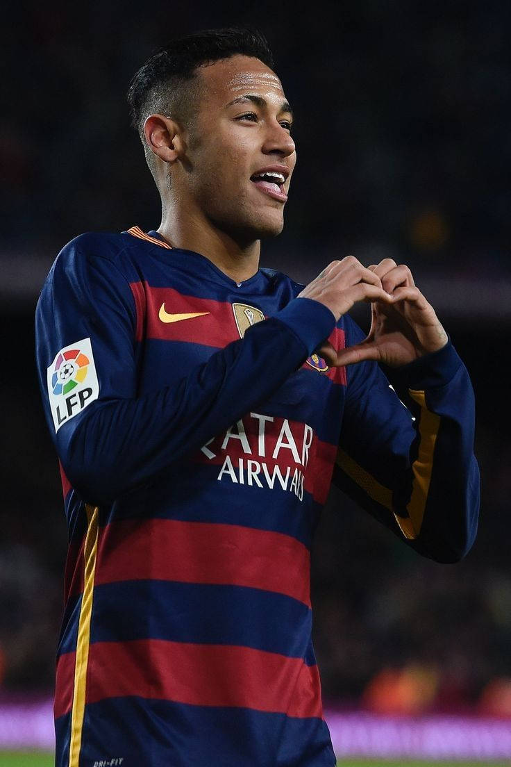 Neymar Overtakes Opponents With Heart-hand Symbol Wallpaper