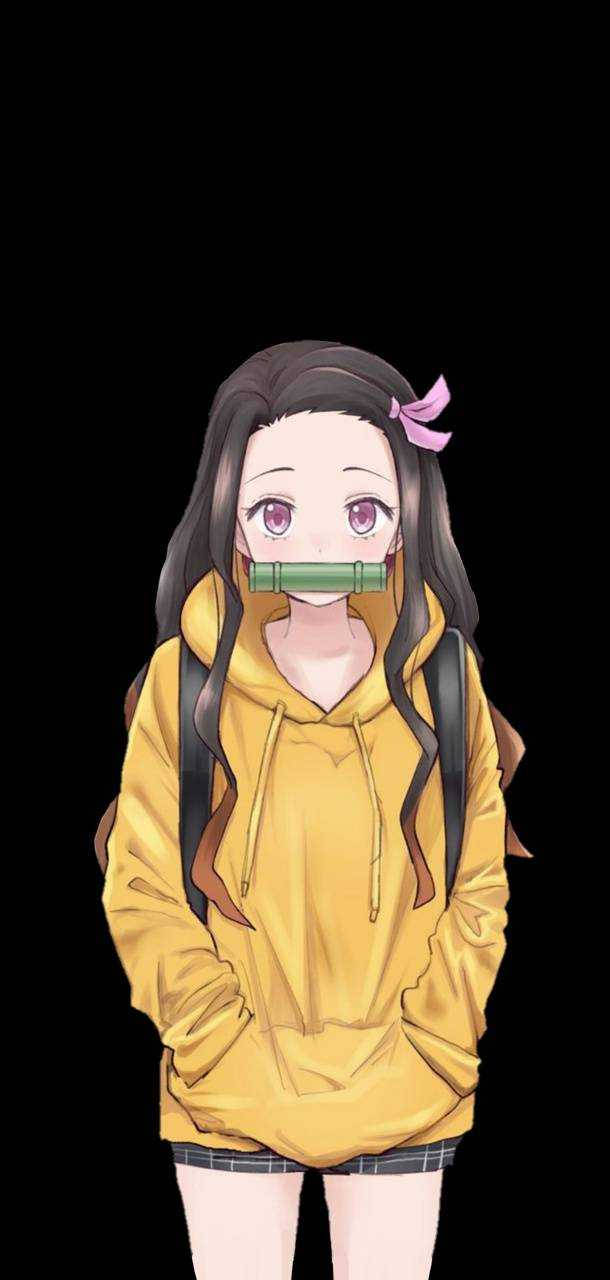 Nezuko Phone Yellow Jacket Wallpaper