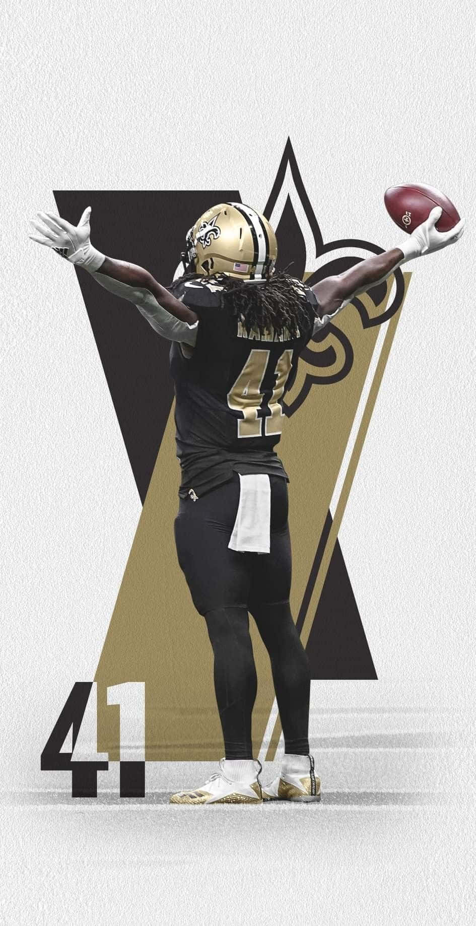 Nfl Running Back Alvin Kamara Looking Confident On The Field. Wallpaper