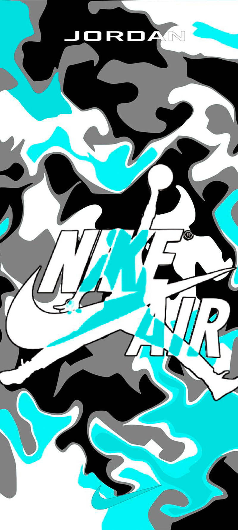 Nike Graffiti Air Turquoise Gray Black Wallpaper