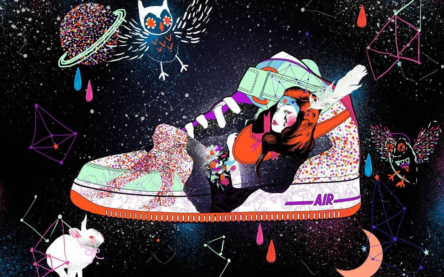 Nike Graffiti Shoes Woman Feather Wallpaper