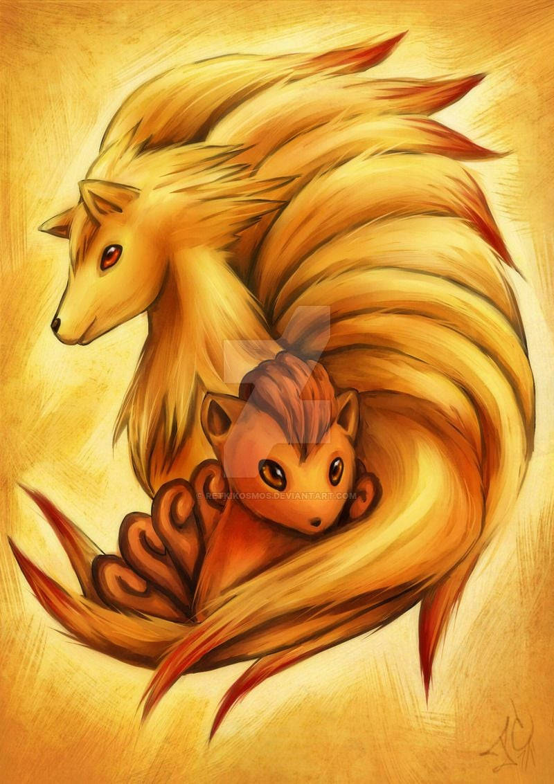 Ninetales And Vulpix Wallpaper