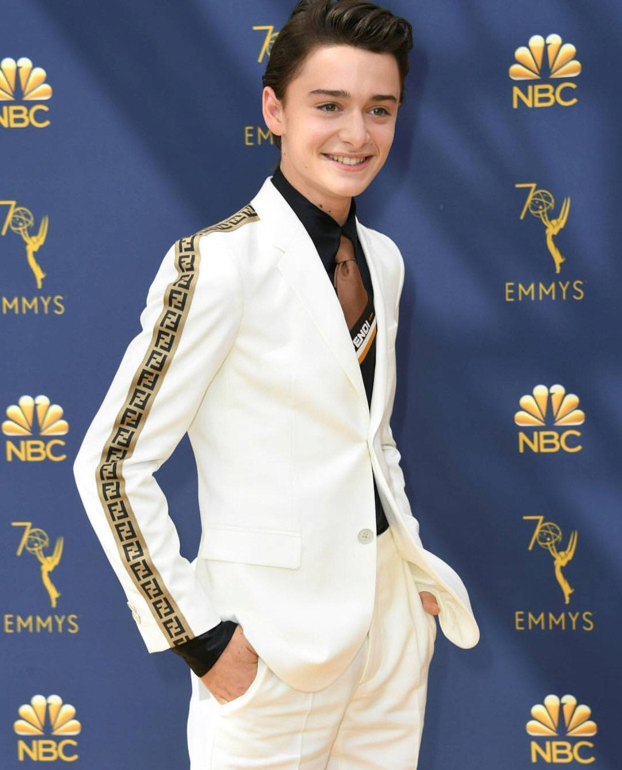 Noah Schnapp In White Suit Wallpaper