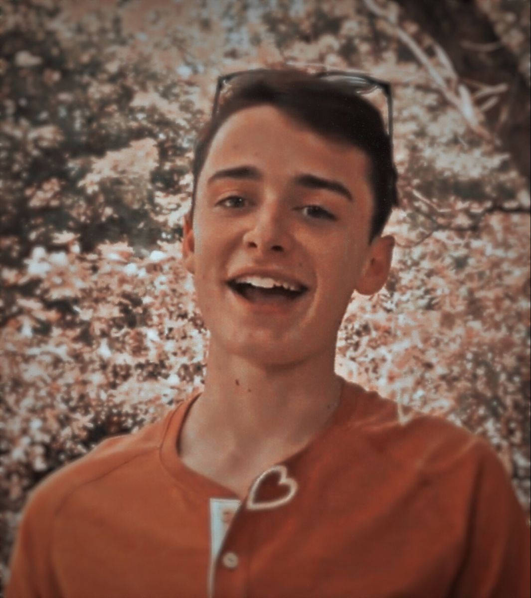 Noah Schnapp With Sakura Trees Wallpaper