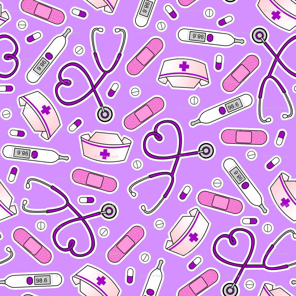 Nurse Colorful Medical Pattern Wallpaper