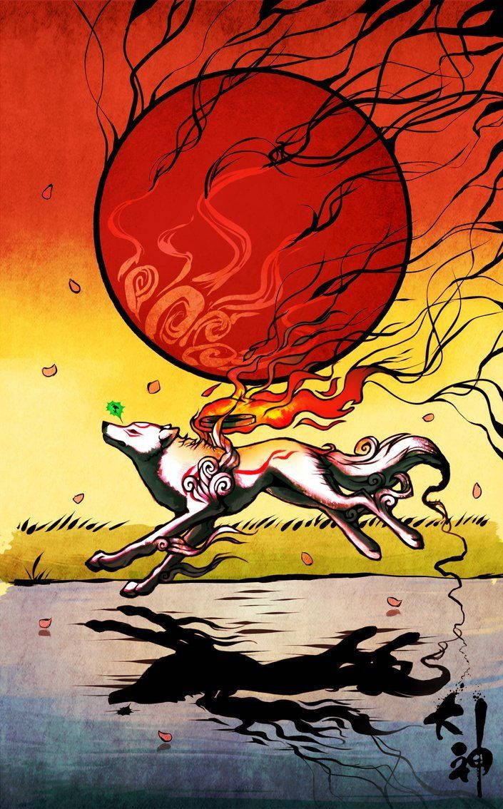 Okami Digital Art Phone Wallpaper