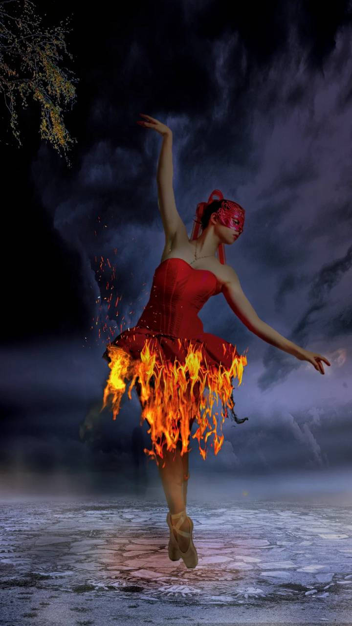 On Fire Ballerina Wallpaper