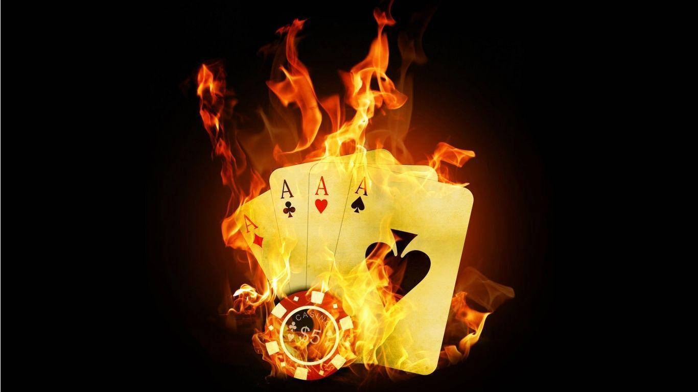 On Fire Cards And Poker Chip Wallpaper