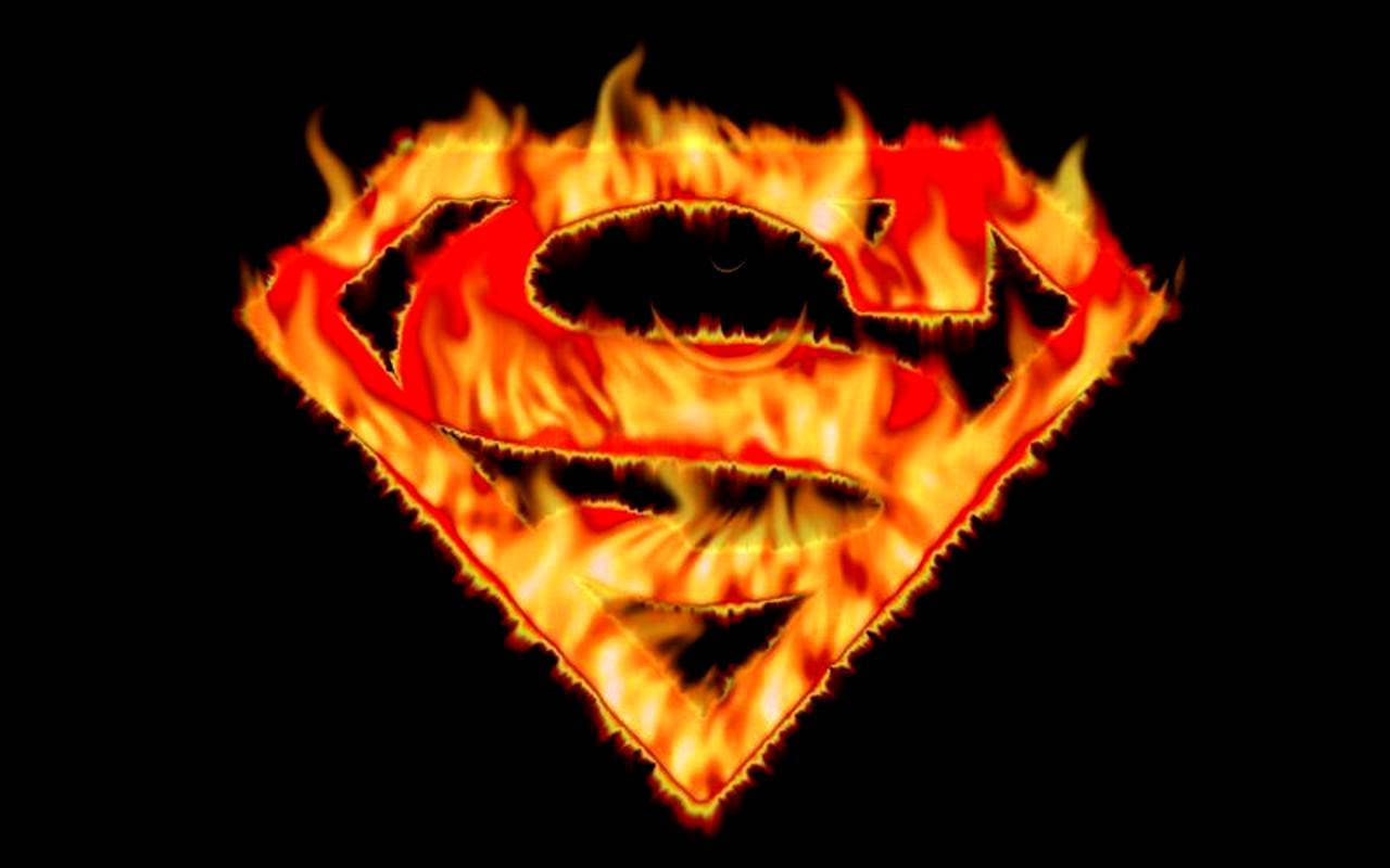 On Fire Superman Logo Wallpaper