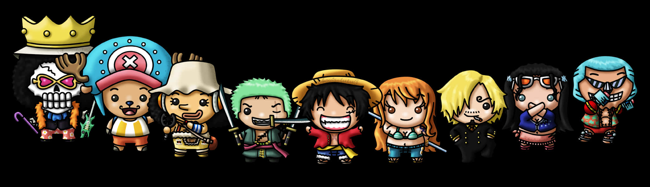 One Piece Chibi Straw Hat Pirates 2d Wallpaper