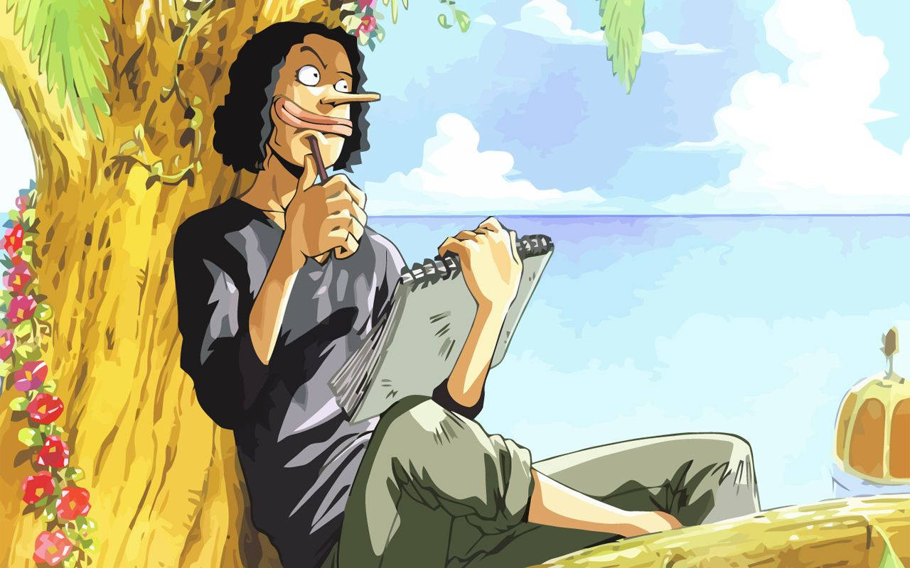 One Piece Usopp On Tree Branch Wallpaper