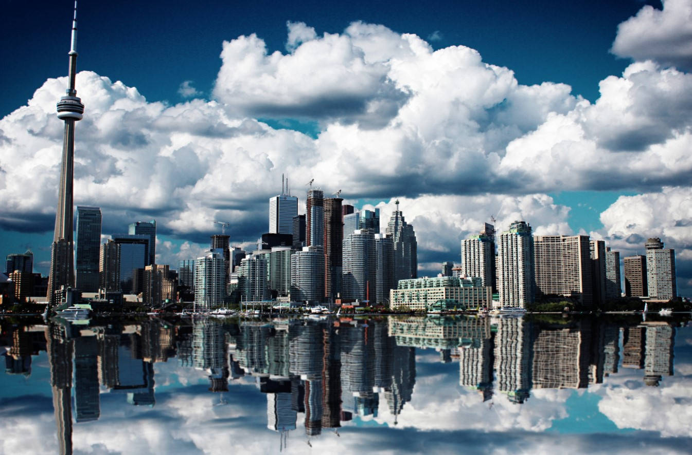 Ontario Buildings Water Reflection Wallpaper