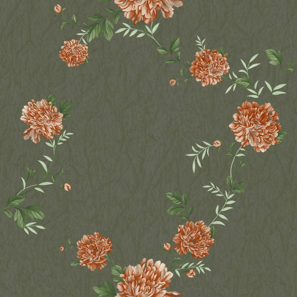 Orange Floral Wreath Wallpaper