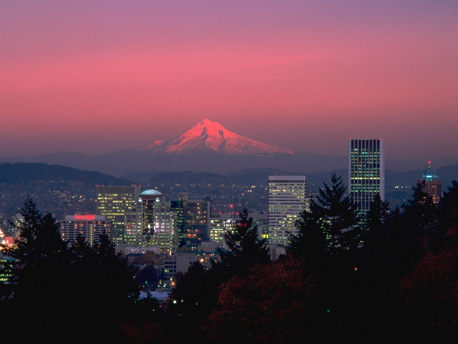 Oregon Cityscape Mount Hood Wallpaper