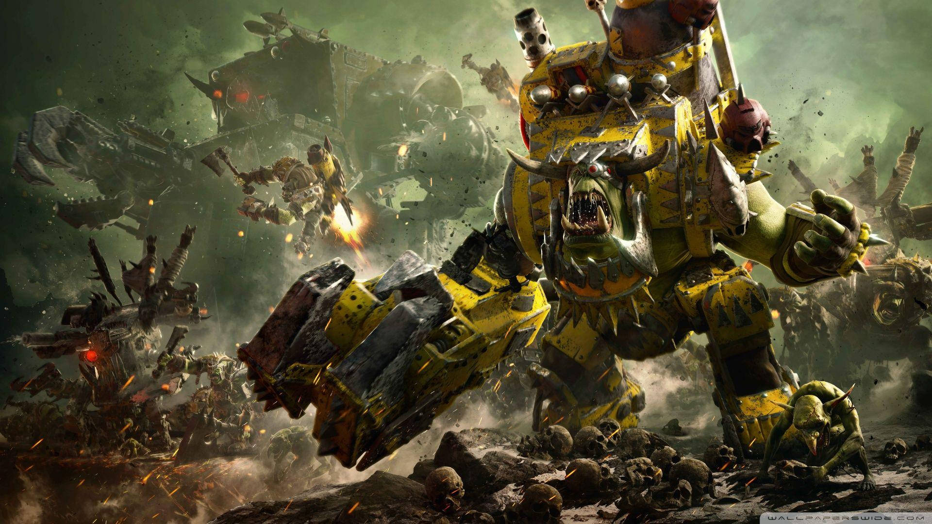 Orks In Battle Warhammer 40k Hd Wallpaper