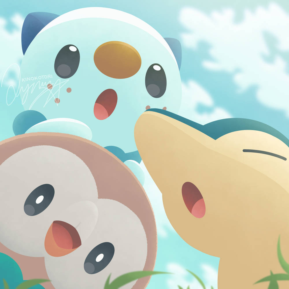 Oshawott, Cyndaquil And Rowlet Wallpaper