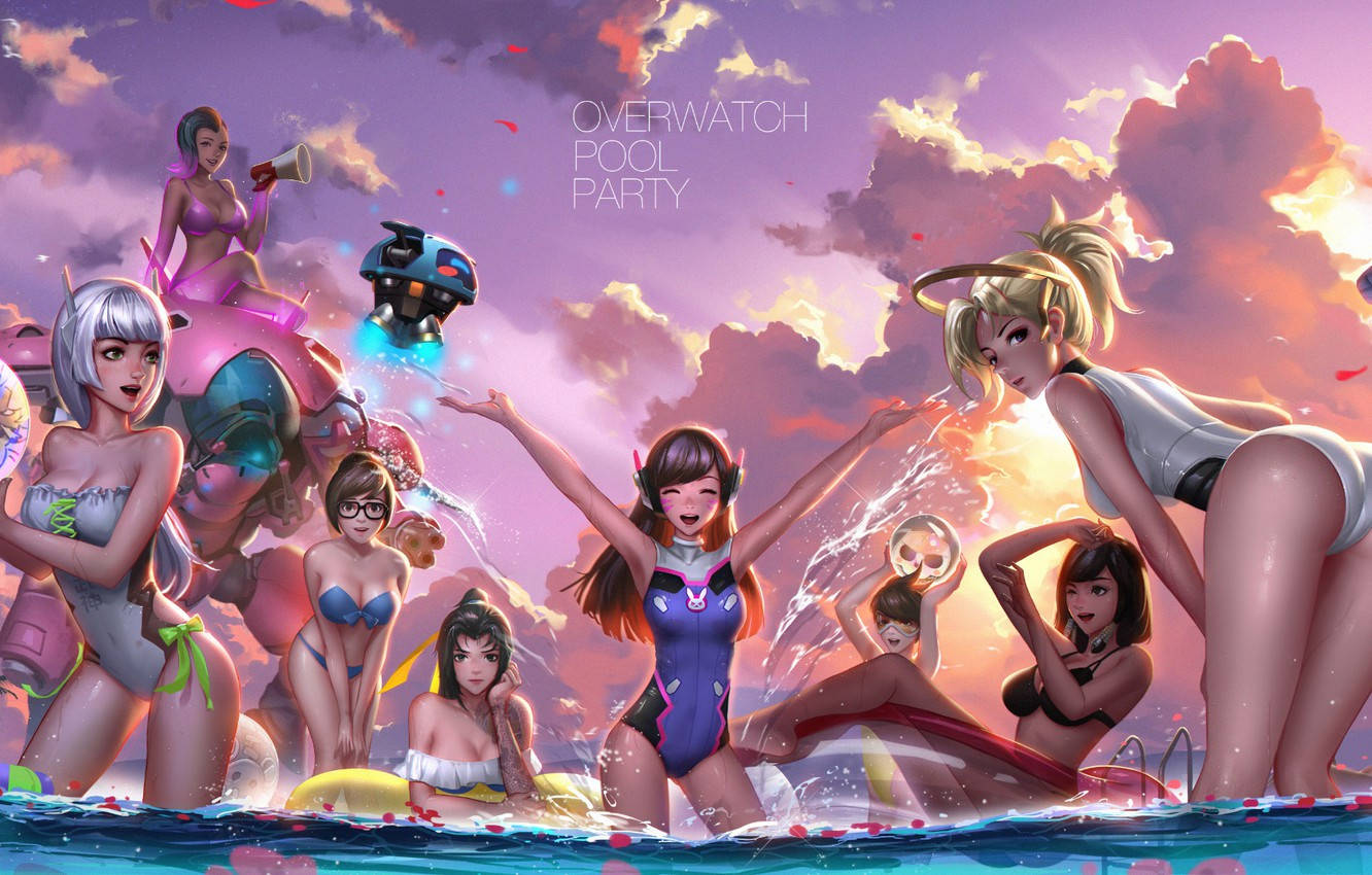 Overwatch Girls In Bikini Swimsuits Wallpaper