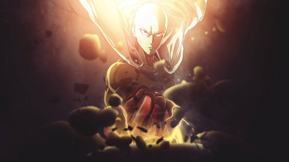 “overwhelming Power! One-punch Man, Saitama.” Wallpaper