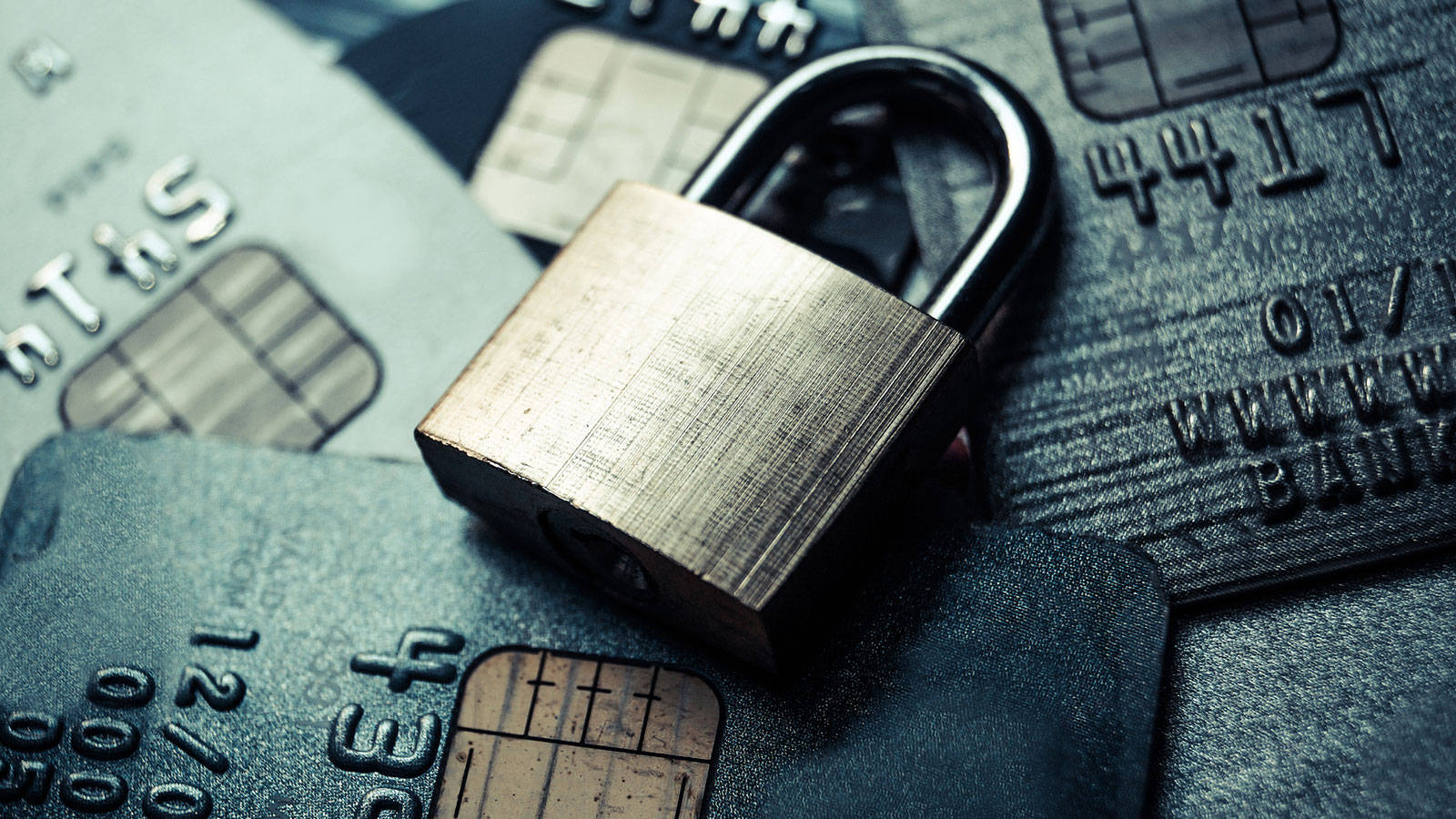 Padlock On Top Of Credit Cards Wallpaper