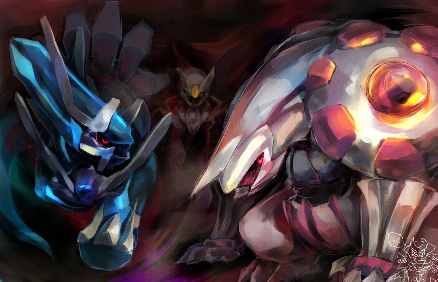 Palkia And Dialga In 3d Art Wallpaper