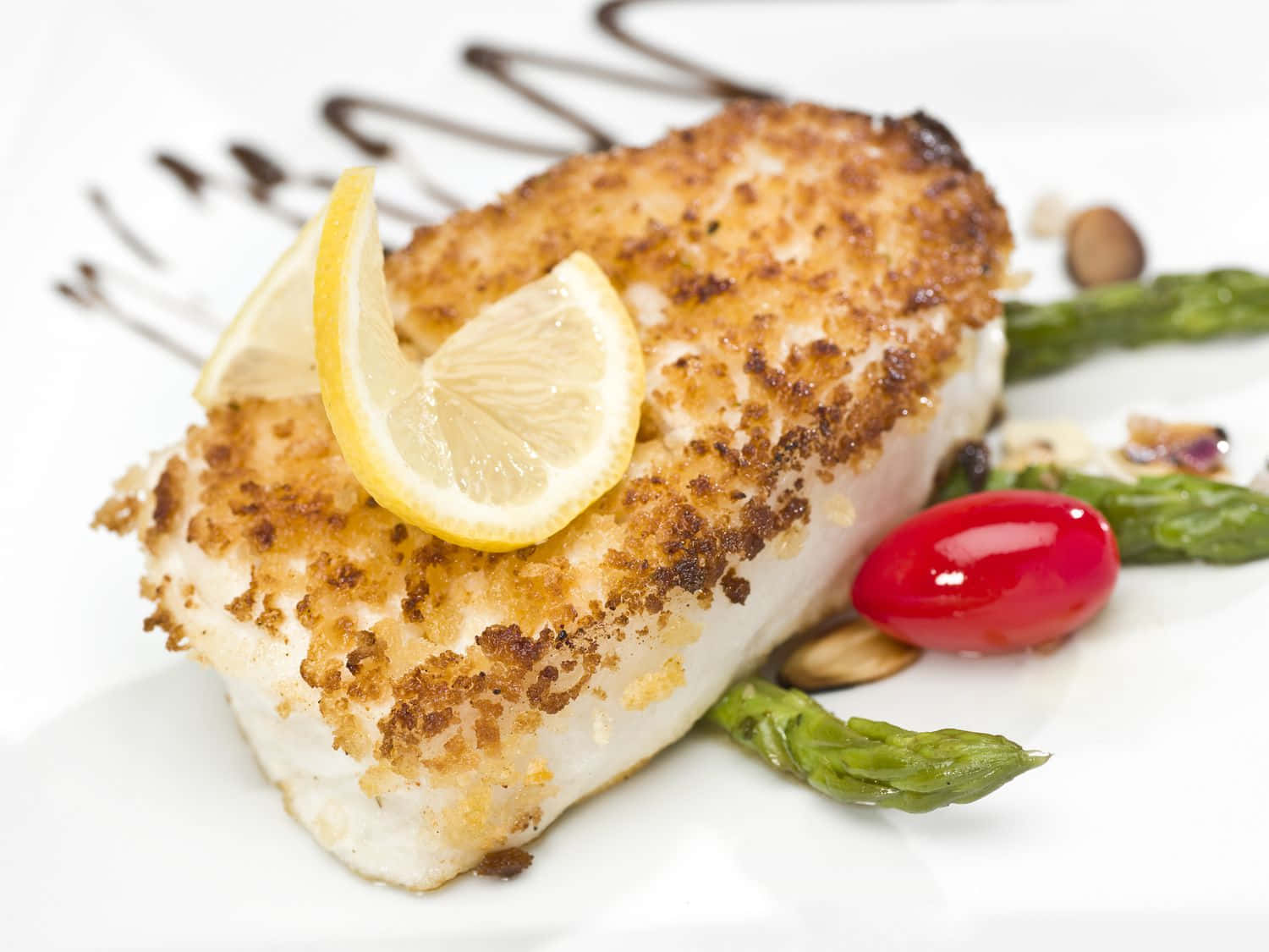 Pan Seared Halibut Plate Wallpaper