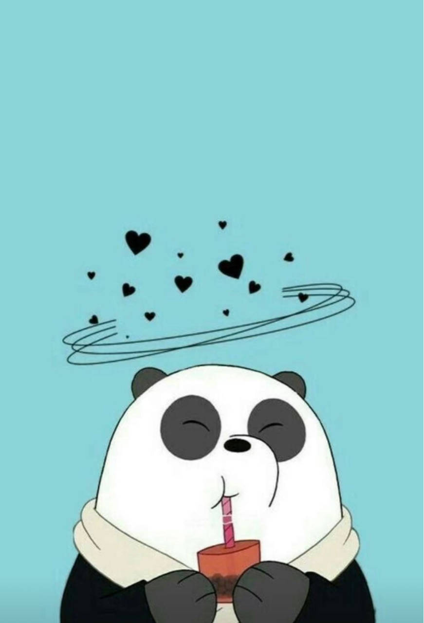 Panpan Sipping Face Cartoon Iphone Wallpaper