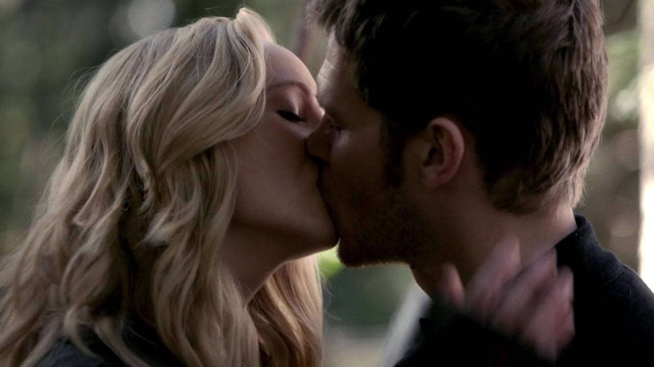 Passionate Moment Between Caroline Forbes And Klaus Wallpaper