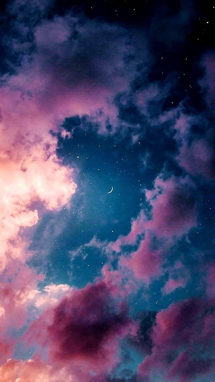 Pastel Clouds Starry Sky Wallpaper