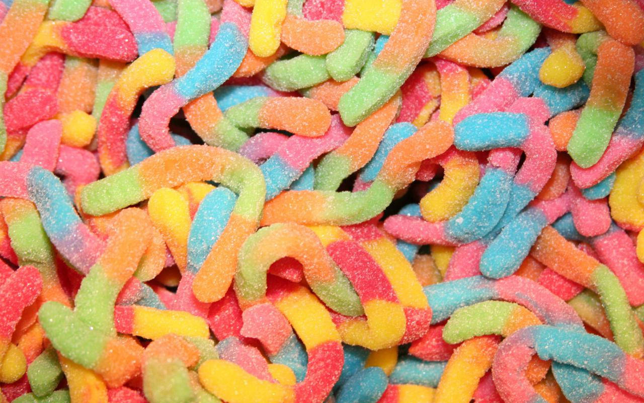 Pastel Gummy Worm Candies Wallpaper