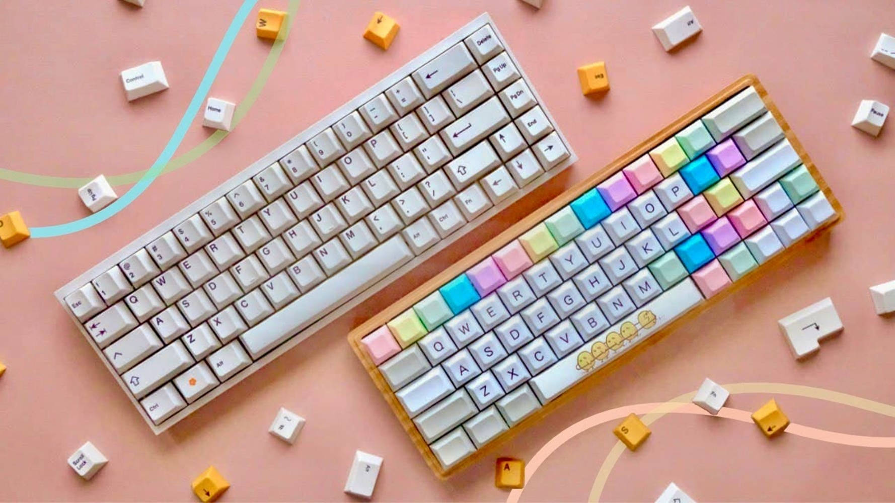 Pastel Mechanical Keyboard Aesthetic Wallpaper