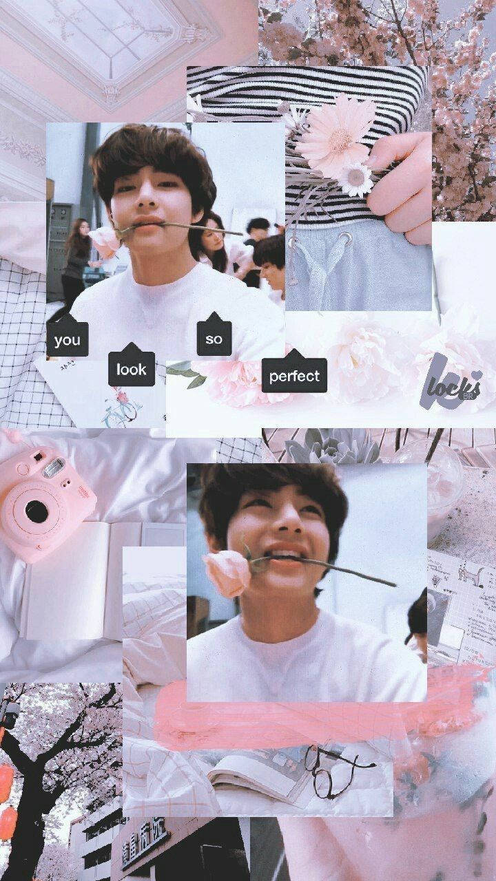 Pastel Pink Bts Member V Aesthetic Wallpaper