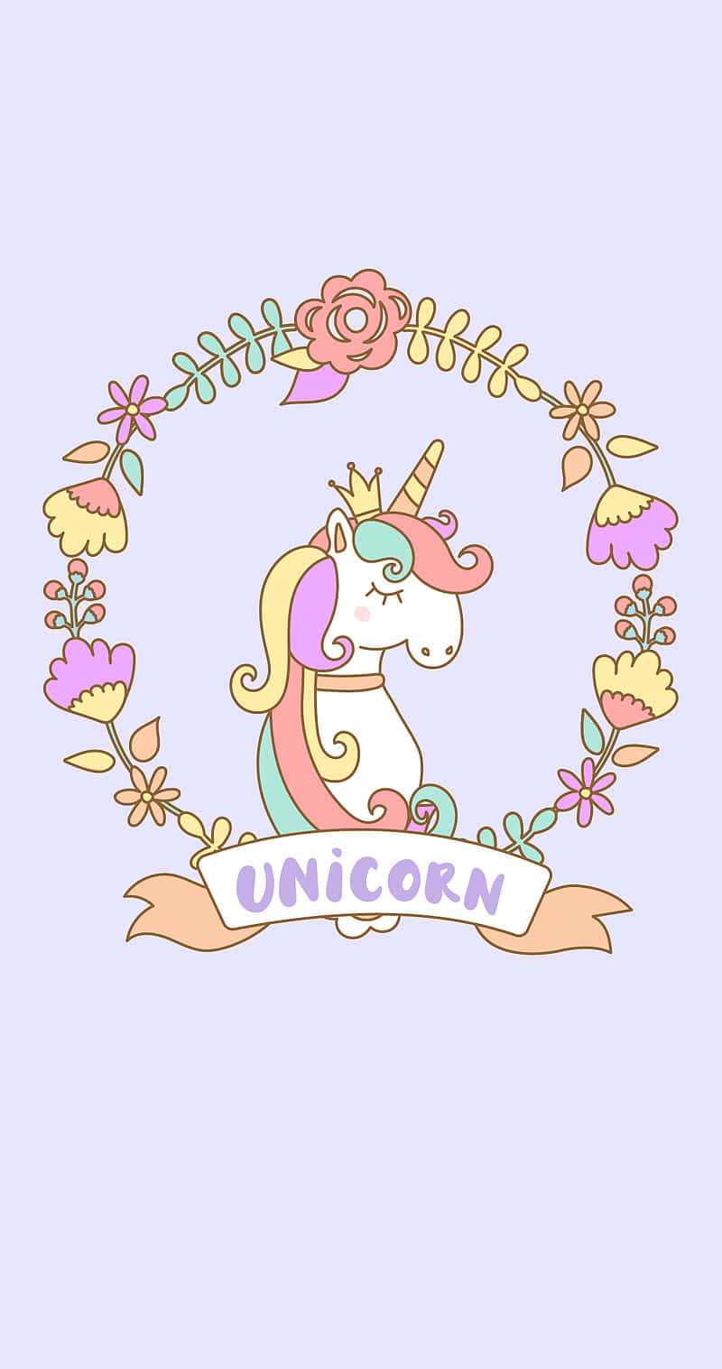 Pastel_ Unicorn_ Floral_ Frame Wallpaper