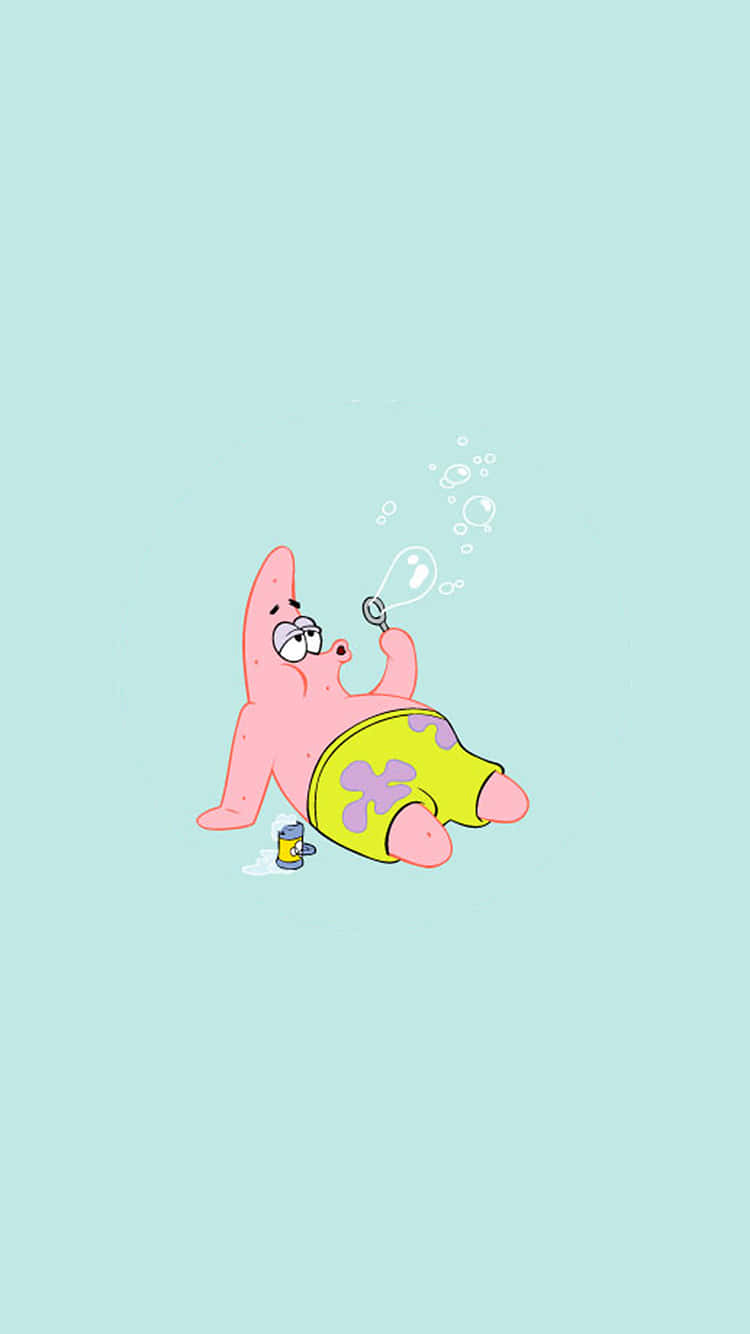 Patrick Blowing Bubbles Aesthetic Wallpaper