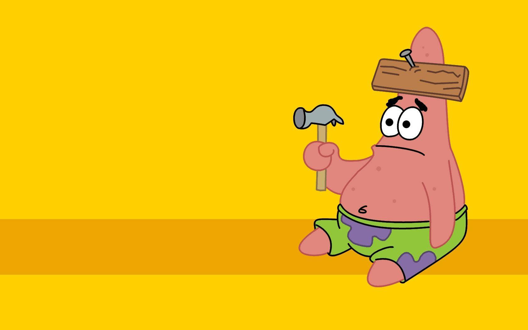 Patrick Star And Hammer Wallpaper