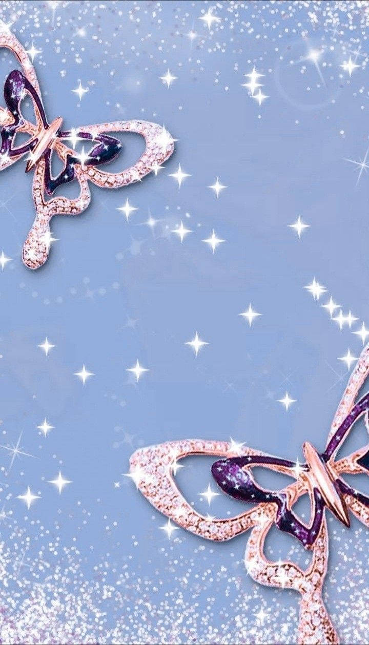 Periwinkle Girly Butterfly Glitters Wallpaper