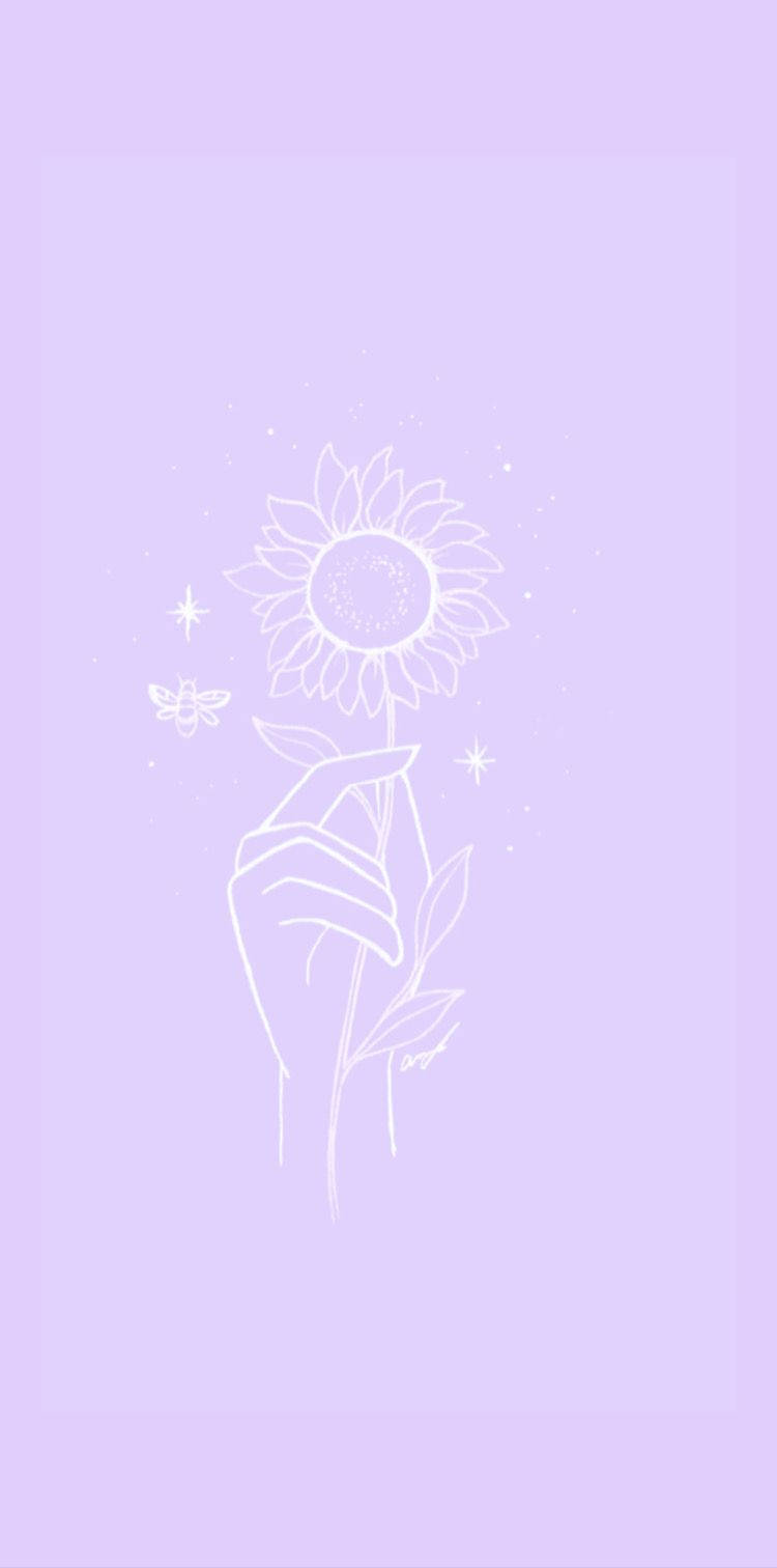 Periwinkle Sunflower Hand Art Wallpaper