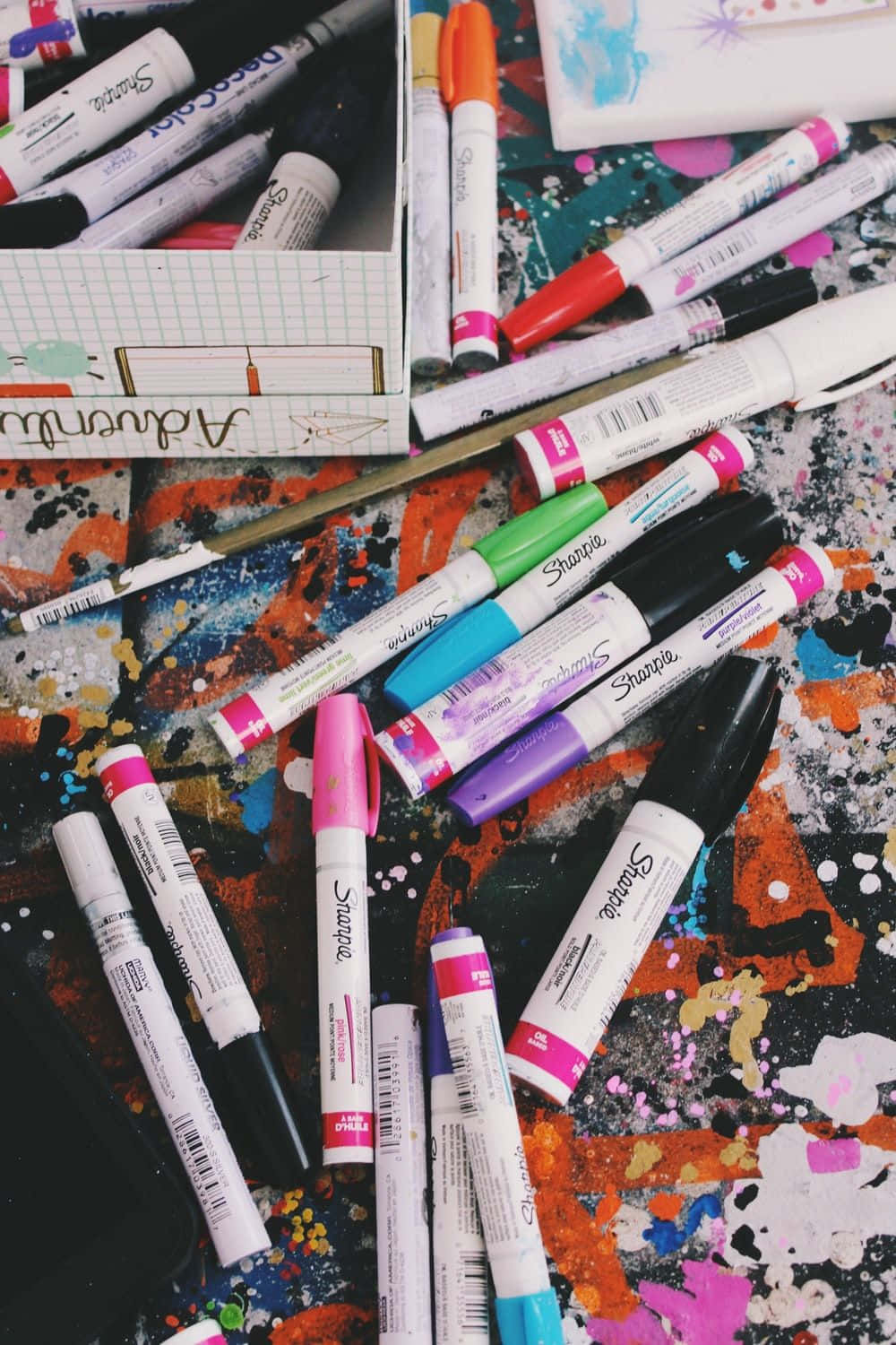 Permanent Markers Messy Arrangement Wallpaper