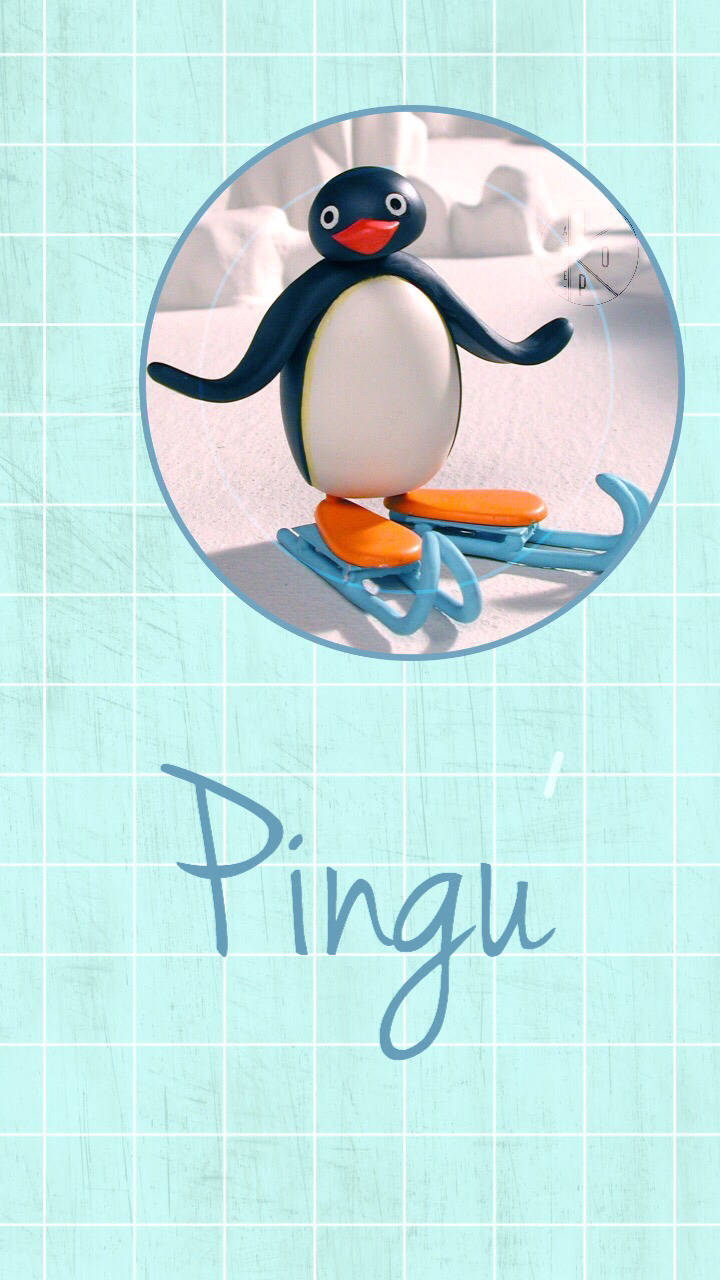 Pingu Blue Grid Wallpaper
