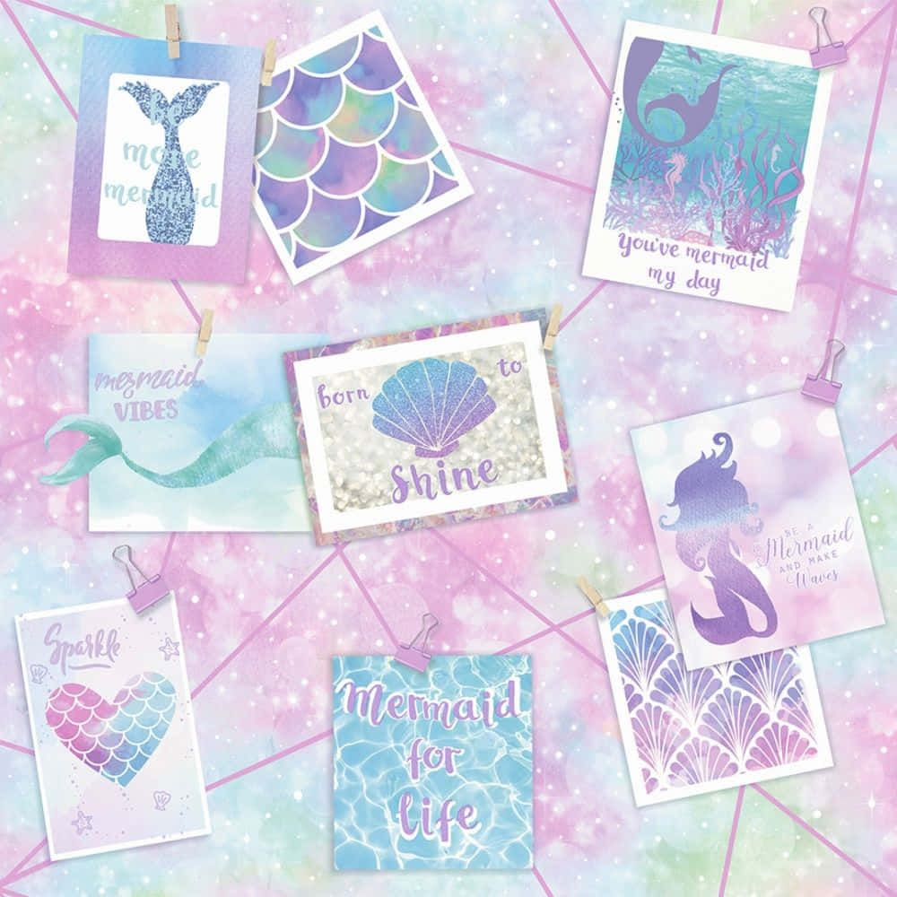Pink And Purple Mermaid Glitter Wallpaper